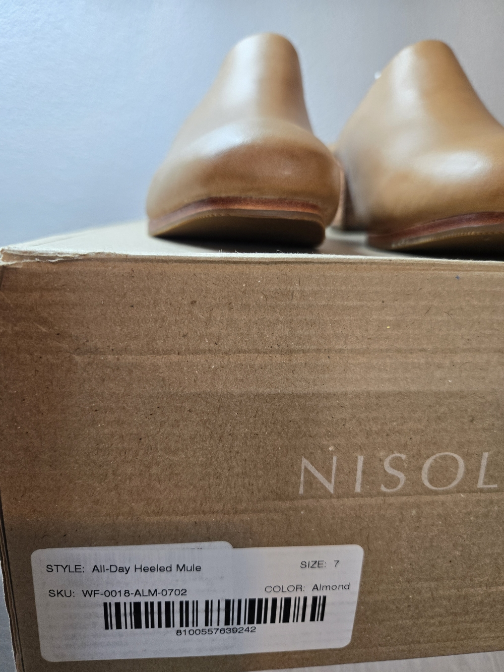 Nisolo Women's Tan All Day Heeled Leather Mule - Sz 7 Store Returns - Picture 2 of 11